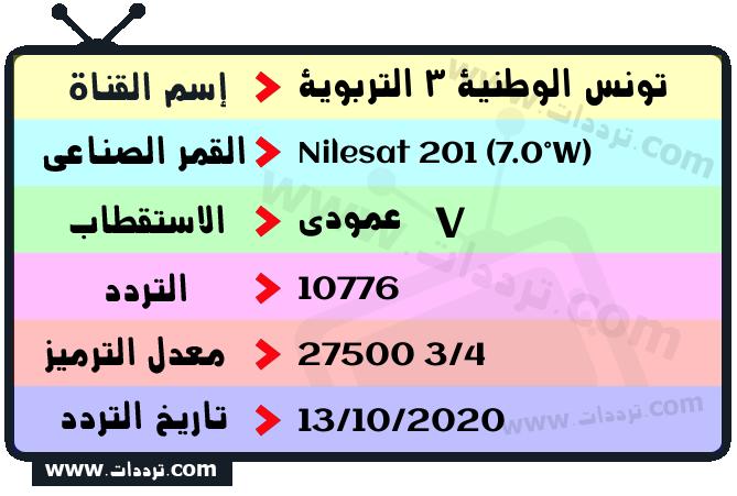 تردد قناة تونس الوطنية 3 التربوية على القمر نايل سات 201 7 غرب 2024
